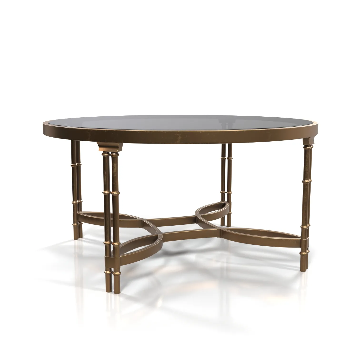Handmade Decorative Rounded Coffee Table Gold Finish And Top Glass PBR 3D Model_06